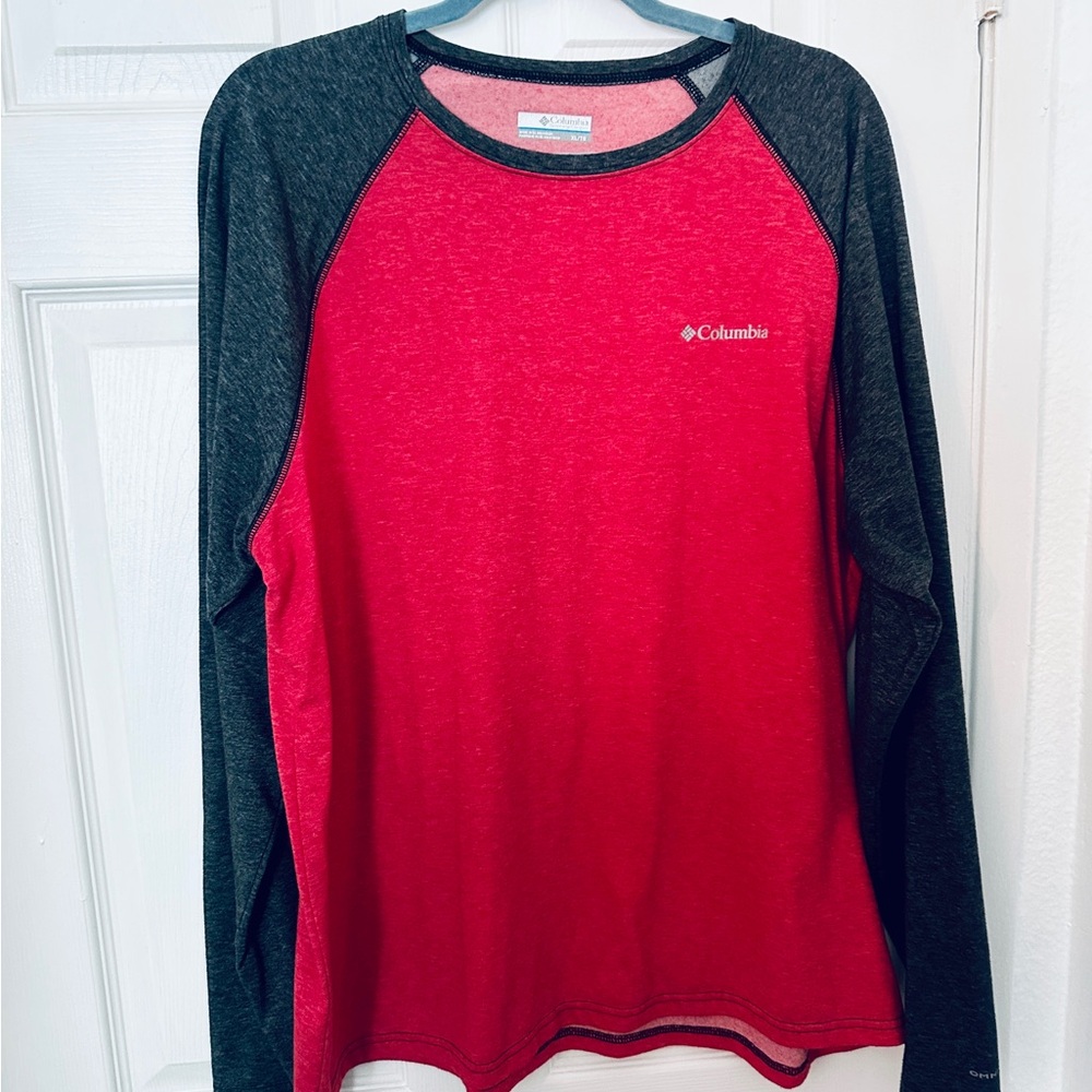 Columbia Red and Gray Raglan Long Sleeve Shirt